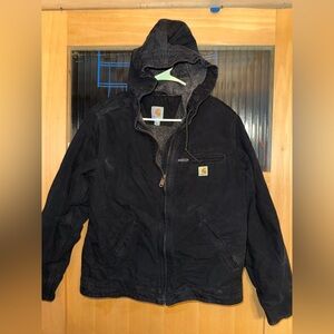 Vintage Carhartt WJ141 Sherpa Lined Duck Jacket Women’s S Black 4/6 Hooded